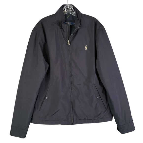 Polo Ralph Lauren Jacket SoftShell Mens Size Large Black Logo Zip Preppy Flight - Picture 2 of 12